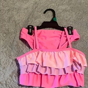 wonder nation Pink Layered Ruffle Girls Bikini Top